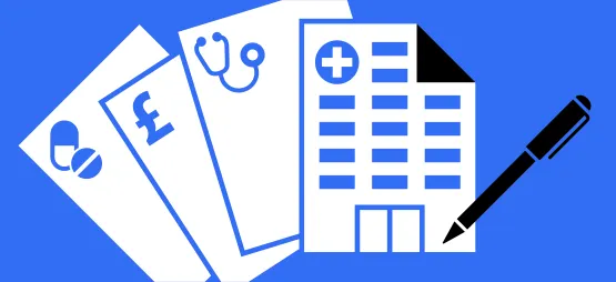 Graphic of documents to represent NHS reform